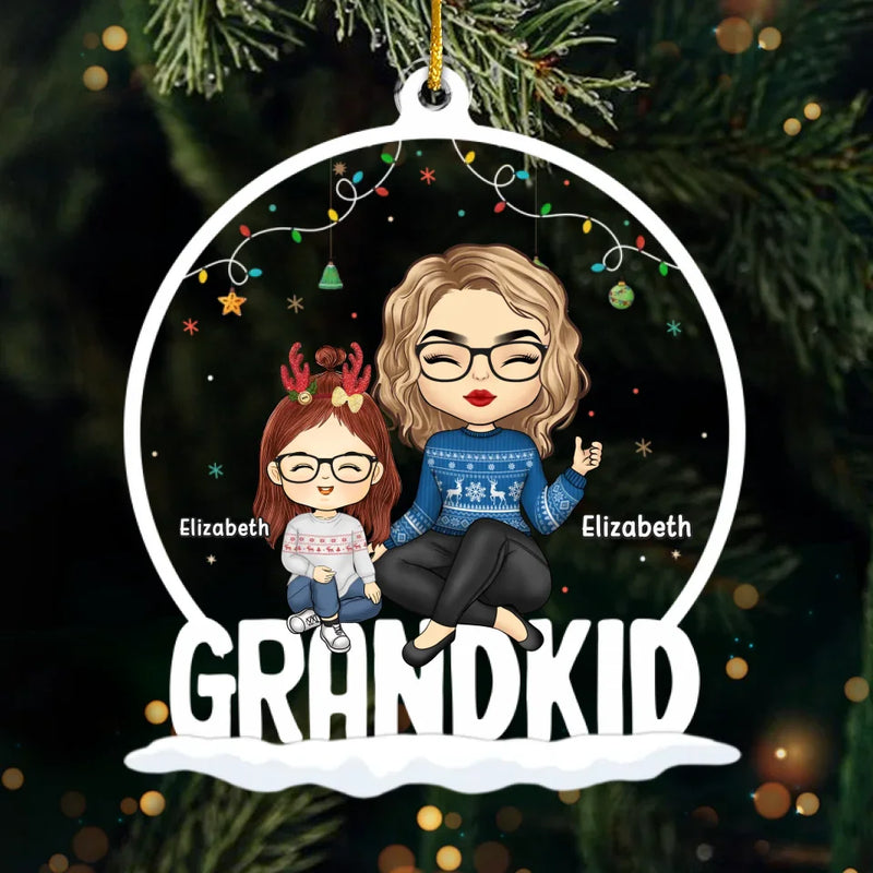 Blessed With The Best Grandkids - Family Personalized Custom Ornament - Acrylic Custom Shaped - Christmas Gift For Grandma, Grandkid