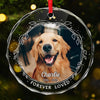 Custom Photo My Heart Will Always Wear The Pawprints Left By You - Memorial Personalized Custom Circle Glass Ornament - Christmas Gift, Sympathy Gift For Pet Owners, Pet Lovers