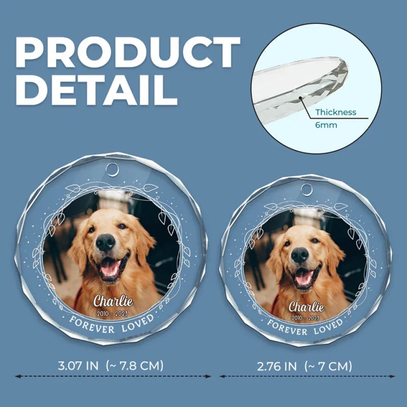 Custom Photo My Heart Will Always Wear The Pawprints Left By You - Memorial Personalized Custom Circle Glass Ornament - Christmas Gift, Sympathy Gift For Pet Owners, Pet Lovers
