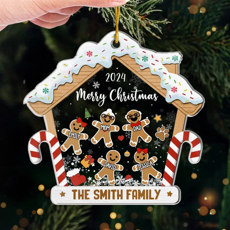 Gingerbread House Decorating Crew - Family Personalized Custom Ornament - Acrylic Custom Shaped - Christmas Gift For Family Members