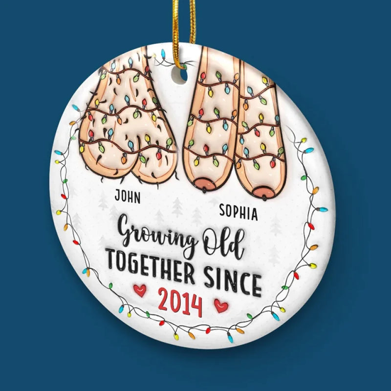 A Lifetime Is Never Enough With You - Couple Personalized Custom 3D Inflated Effect Printed Ornament - Ceramic Round Shaped - New Arrival, Christmas Gift For Husband Wife, Anniversary AMZ