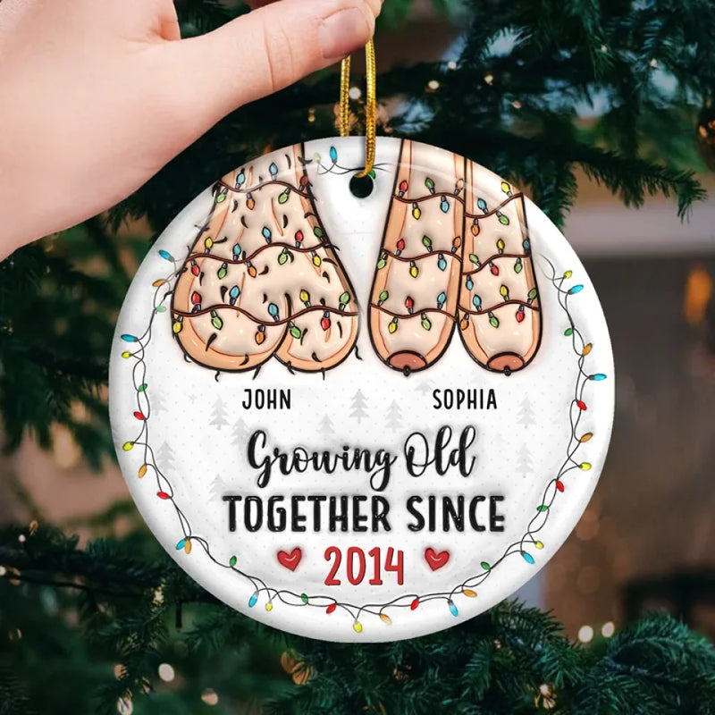 A Lifetime Is Never Enough With You - Couple Personalized Custom 3D Inflated Effect Printed Ornament - Ceramic Round Shaped - New Arrival, Christmas Gift For Husband Wife, Anniversary AMZ
