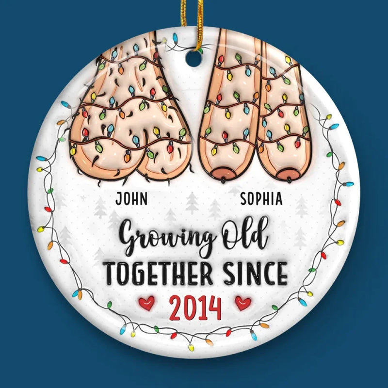A Lifetime Is Never Enough With You - Couple Personalized Custom 3D Inflated Effect Printed Ornament - Ceramic Round Shaped - New Arrival, Christmas Gift For Husband Wife, Anniversary AMZ