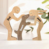 Love Makes A Family - Dog & Cat Personalized Custom Shaped Wooden Art Puzzle - Wooden Pet Carvings, Wood Sculpture Table Ornaments, Carved Wood Decor - Gift For Pet Owners, Pet Lovers
