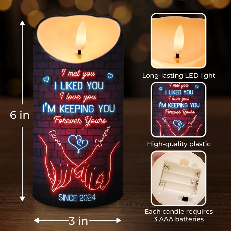 One Touch, Infinite Feelings - Couple Personalized Custom LED Candle - Christmas Gift For Husband Wife, Anniversary