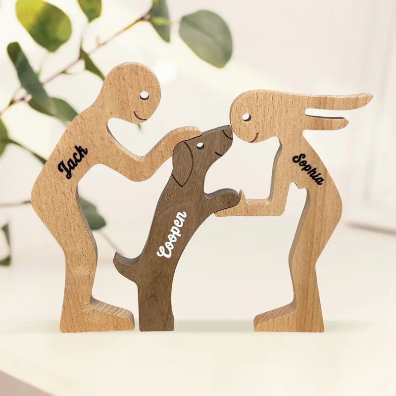 The Love Of A Family Is Life's Greatest Blessing - Dog & Cat Personalized Custom Shaped Wooden Art Puzzle - Wooden Pet Carvings, Wood Sculpture Table Ornaments, Carved Wood Decor - Gift For Couple, Dog Lovers