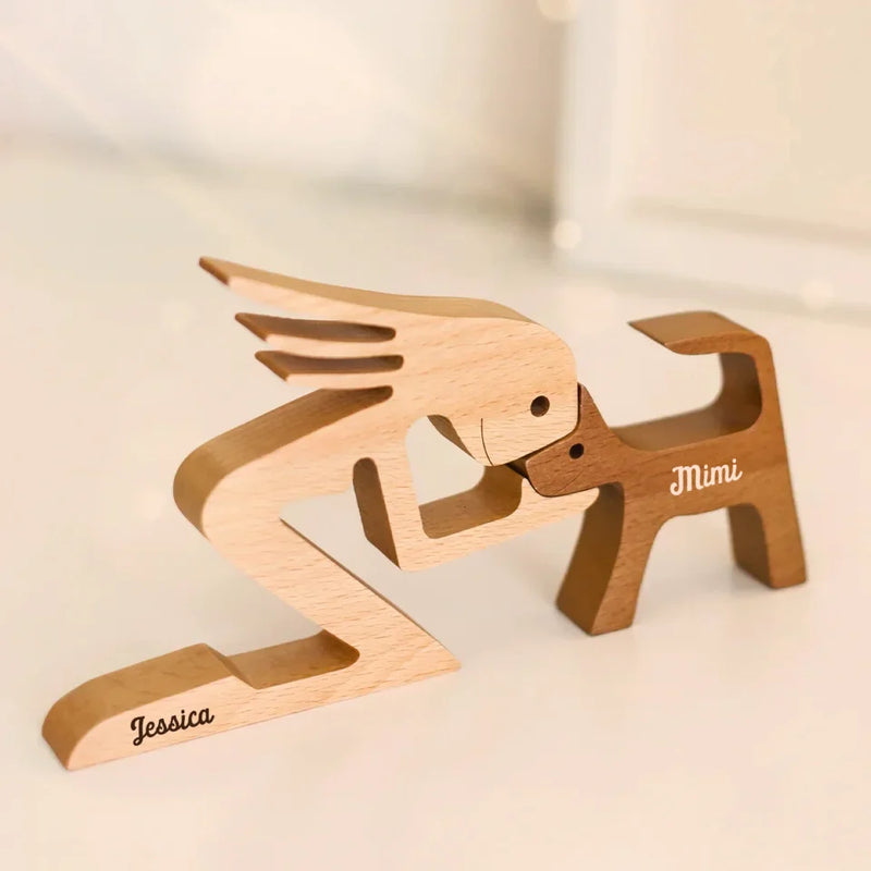 The Love Of A Family Is Life's Greatest Blessing - Dog & Cat Personalized Custom Shaped Wooden Art Puzzle - Wooden Pet Carvings, Wood Sculpture Table Ornaments, Carved Wood Decor - Gift For Couple, Dog Lovers