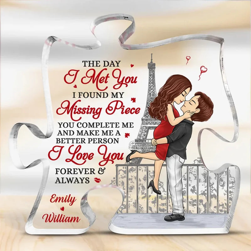 Love Is The Greatest Adventure - Couple Personalized Custom Puzzle Shaped Acrylic Plaque - Gift For Husband Wife, Anniversary, LGBTQ+