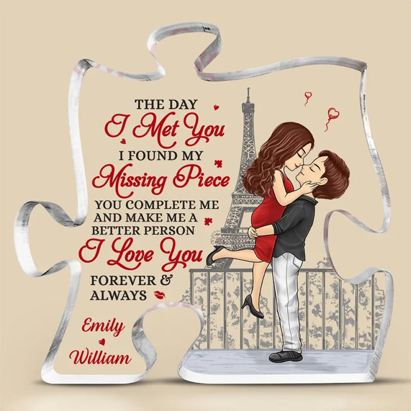 Love Is The Greatest Adventure - Couple Personalized Custom Puzzle Shaped Acrylic Plaque - Gift For Husband Wife, Anniversary, LGBTQ+