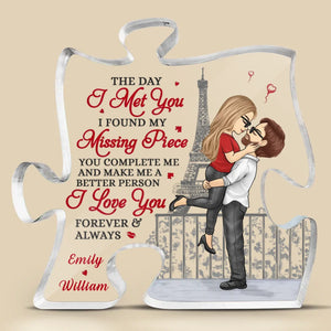 Love Is The Greatest Adventure - Couple Personalized Custom Puzzle Shaped Acrylic Plaque - Gift For Husband Wife, Anniversary, LGBTQ+