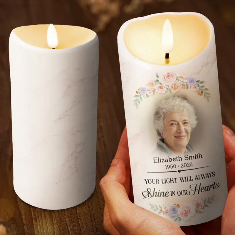 Custom Photo You Brought Joy To All Who Knew You - Memorial Personalized Custom LED Candle - New Arrival, Sympathy Gift, Christmas Gift For Family Members AMZ