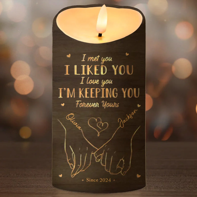 Love Is A Flame That Never Goes Out - Couple Personalized Custom LED Candle - New Arrival, Christmas Gift For Husband Wife, Anniversary AMZ