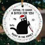 Friends Offer Free Therapy - Friend Personalized Custom Ornament - Ceramic Round Shaped - Christmas Gift For Best Friends, Sisters, Family Members, Coworkers