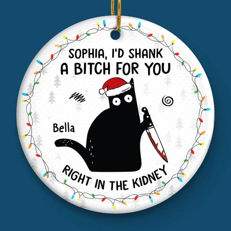 Friends Offer Free Therapy - Friend Personalized Custom Ornament - Ceramic Round Shaped - Christmas Gift For Best Friends, Sisters, Family Members, Coworkers