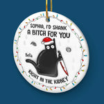 Custom Name Funny Cat Christmas Gifts for Cat Lovers - Personalized Ceramic Ornament