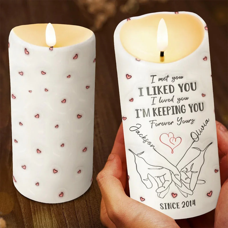 I Promise To Hold You Close, Now And Forever - Couple Personalized Custom 3D Inflated Effect Printed LED Candle -  Christmas Gift For Husband Wife, Anniversary