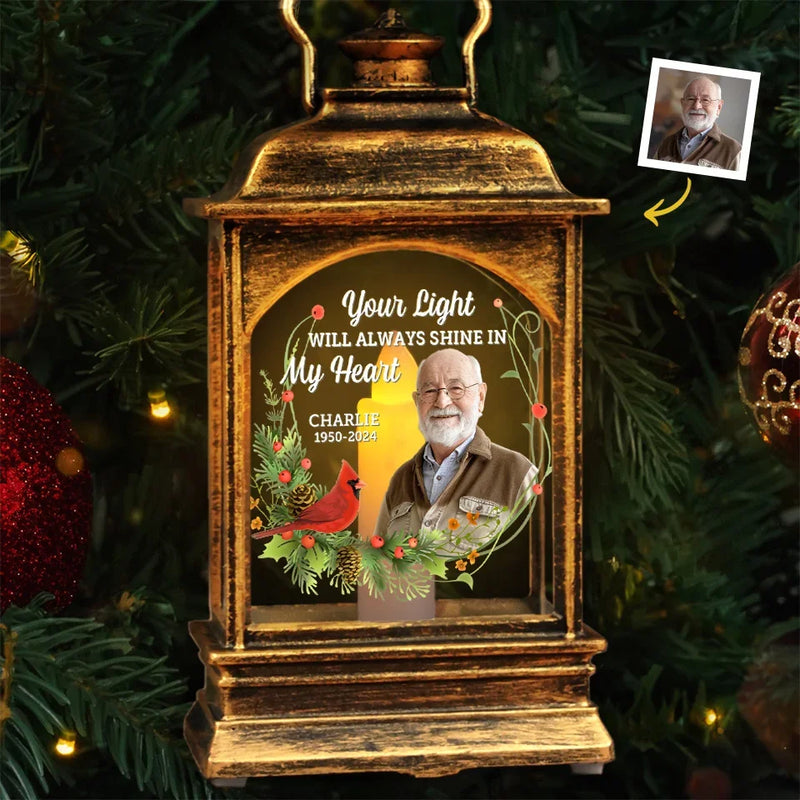 Custom Photo Loved Always, Remembered Forever - Memorial Personalized Custom Christmas Wind Lamp - Sympathy Gift, Christmas Gift For Family Members