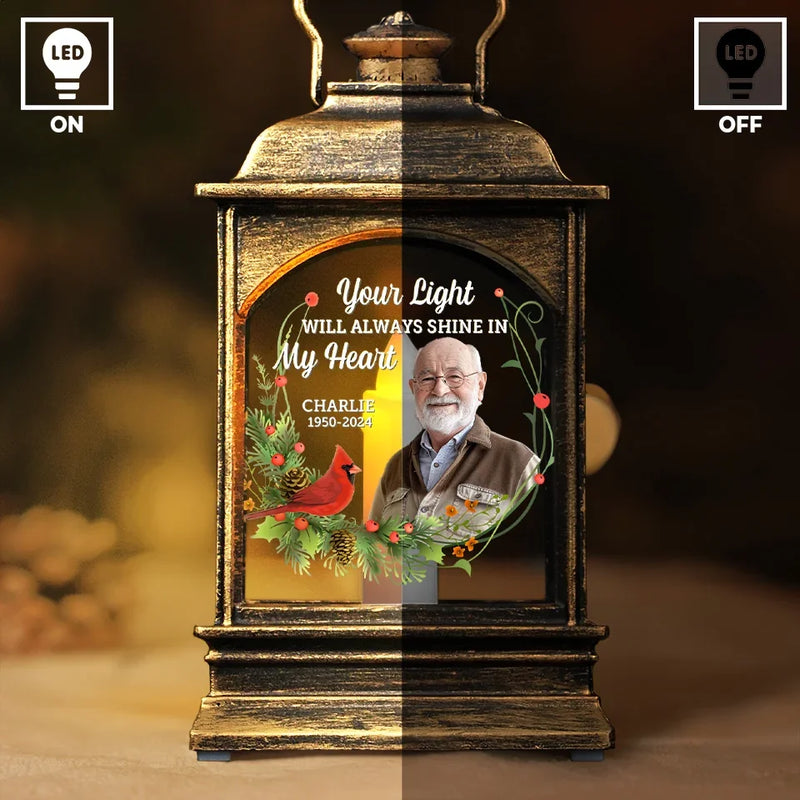Custom Photo Loved Always, Remembered Forever - Memorial Personalized Custom Christmas Wind Lamp - Sympathy Gift, Christmas Gift For Family Members