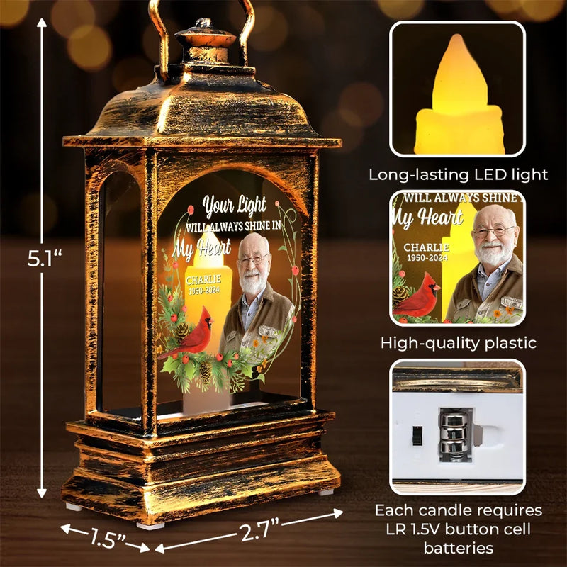 Custom Photo Loved Always, Remembered Forever - Memorial Personalized Custom Christmas Wind Lamp - Sympathy Gift, Christmas Gift For Family Members
