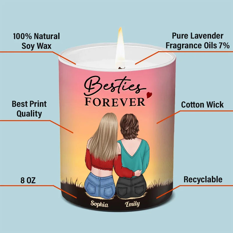 Family Forever - Bestie Personalized Custom Smokeless Scented Candle - Christmas Gift For Family Members, Best Friends, BFF, Sisters