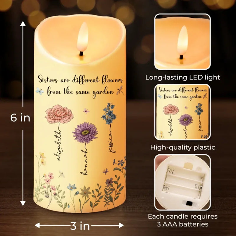 The Earth Laughs In Flowers - Bestie Personalized Custom LED Candle - Christmas Gift For Best Friends, BFF, Sisters