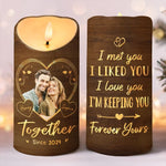 Custom Photo Love Is A Journey Best Traveled Together - Couple Personalized Custom LED Candle - Christmas Gift For Husband, Wife, Couple
