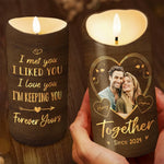 Custom Photo Love Is A Journey Best Traveled Together - Couple Personalized Custom LED Candle - Christmas Gift For Husband, Wife, Couple