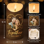 Custom Photo Love Is A Journey Best Traveled Together - Couple Personalized Custom LED Candle - Christmas Gift For Husband, Wife, Couple