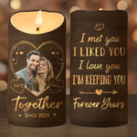 Custom Photo Love Is A Journey Best Traveled Together - Couple Personalized Custom LED Candle - Christmas Gift For Husband, Wife, Couple