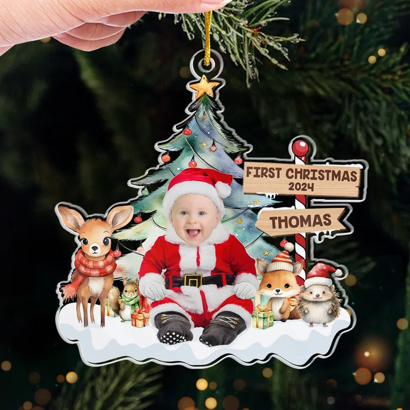 Custom Photo Under The Mistletoe With My Little Bundle Of Joy - Family Personalized Custom Ornament - Acrylic Custom Shaped - New Arrival, Christmas Gift For Baby Kids, Newborn Baby, First Christmas AMZ