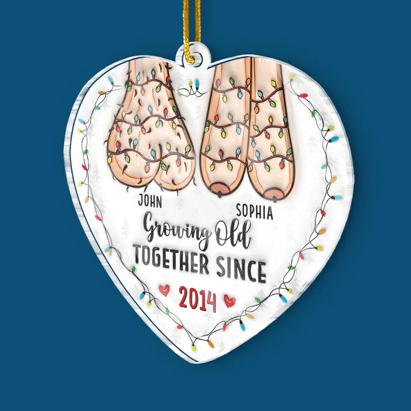 With You, Growing Old Feels Like A Blessing - Couple Personalized Custom 3D Inflated Effect Printed Ornament - Acrylic Custom Shaped - Christmas Gift For Husband Wife, Anniversary