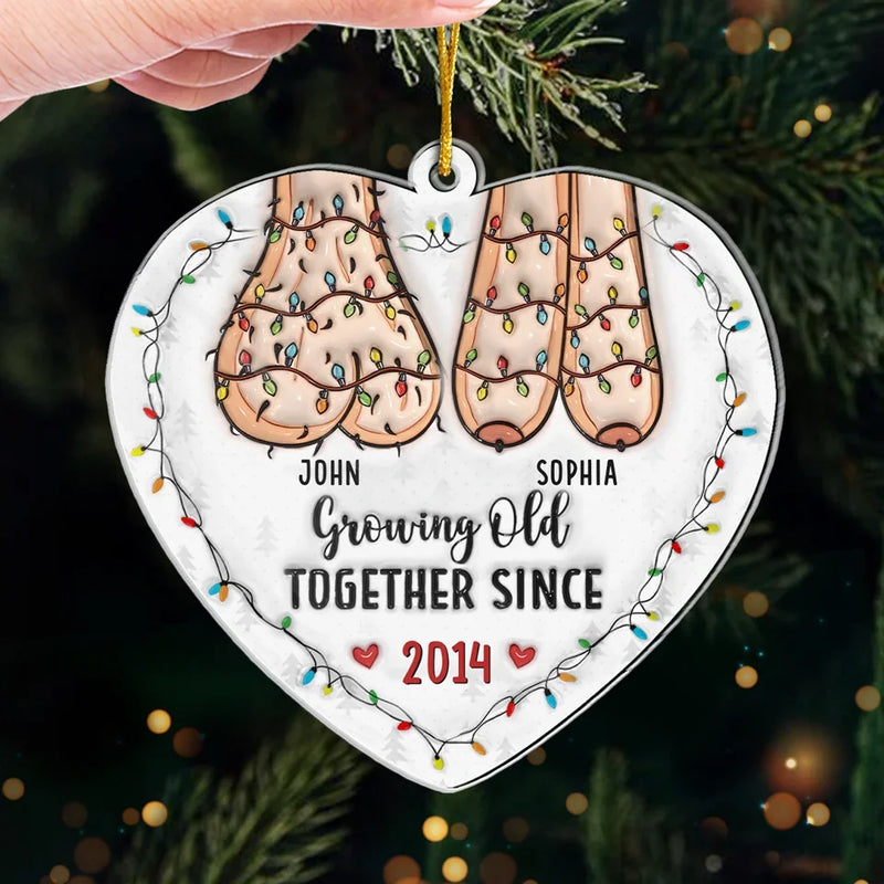 With You, Growing Old Feels Like A Blessing - Couple Personalized Custom 3D Inflated Effect Printed Ornament - Acrylic Custom Shaped - Christmas Gift For Husband Wife, Anniversary