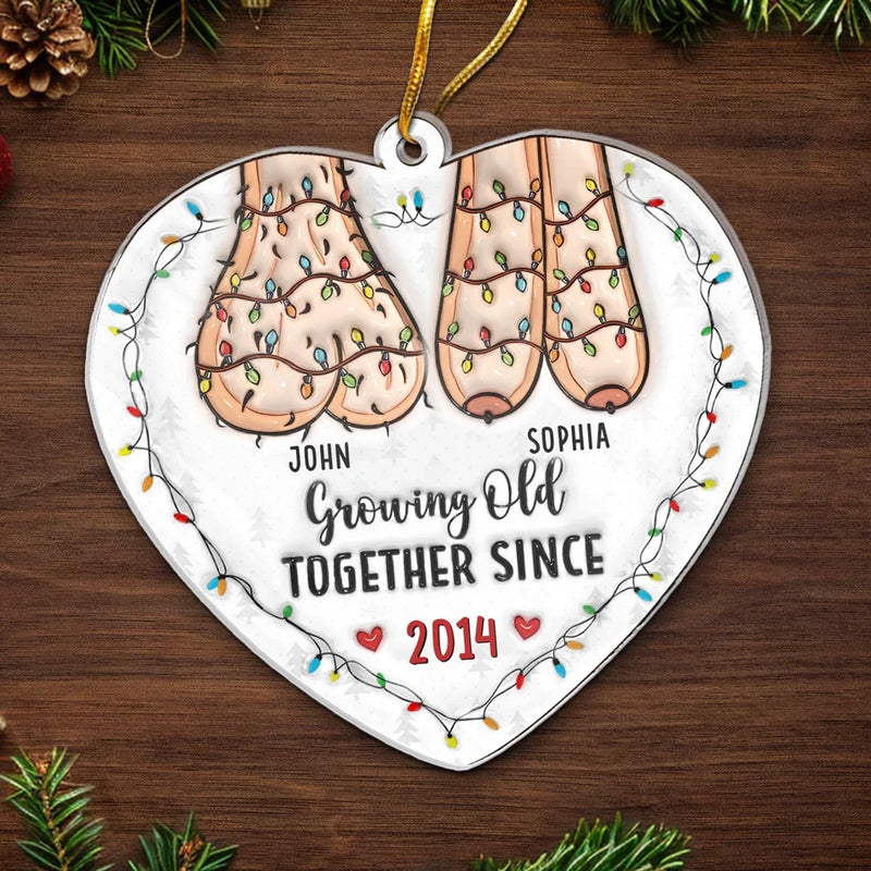 With You, Growing Old Feels Like A Blessing - Couple Personalized Custom 3D Inflated Effect Printed Ornament - Acrylic Custom Shaped - Christmas Gift For Husband Wife, Anniversary