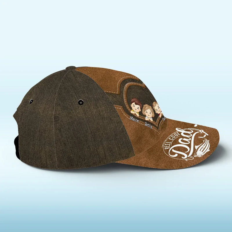 Reel Cool Papa - Family Personalized Custom Hat, All Over Print Classic Cap - Christmas Gift Gift For Dad, Grandpa, Fishing Lovers
