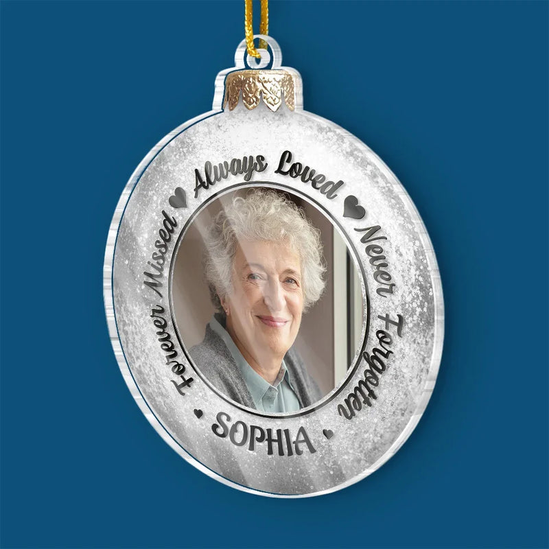 Custom Photo In Our Hearts, Their Love Blossoms Still - Memorial Personalized Custom Ornament - Acrylic Custom Shaped - Sympathy Gift, Christmas Gift For Family Members