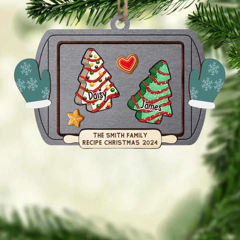 The Family Recipe Christmas - Family Personalized Custom Ornament - Wood Custom Shaped - Christmas Gift For Family Members