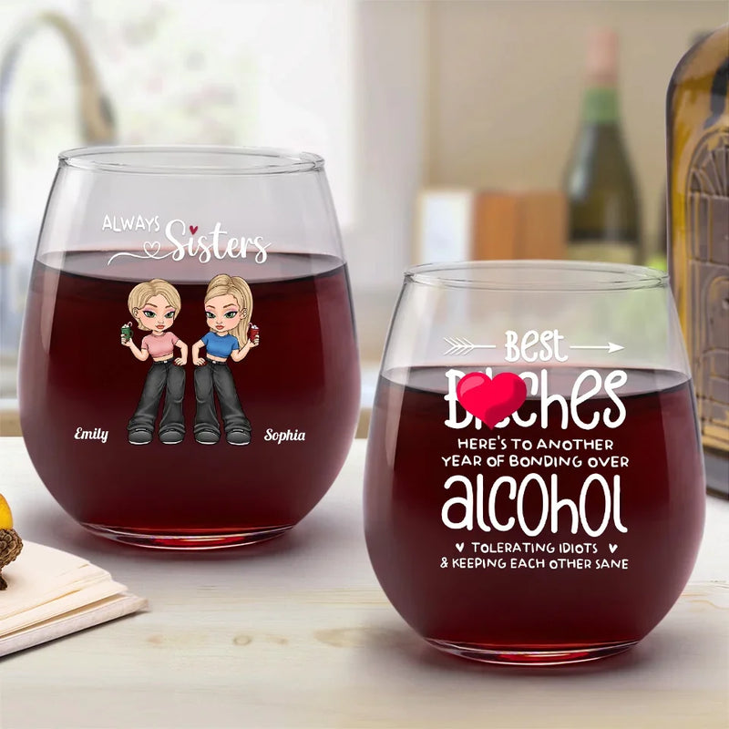 In Squad We Trust - Bestie Personalized Custom Wine Glass - Gift For Best Friends, BFF, Sisters