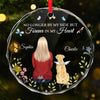 No Longer By My Side But Forever In My Heart - Memorial Personalized Custom Circle Glass Ornament - Sympathy Gift, Christmas Gift For Pet Owners, Pet Lovers