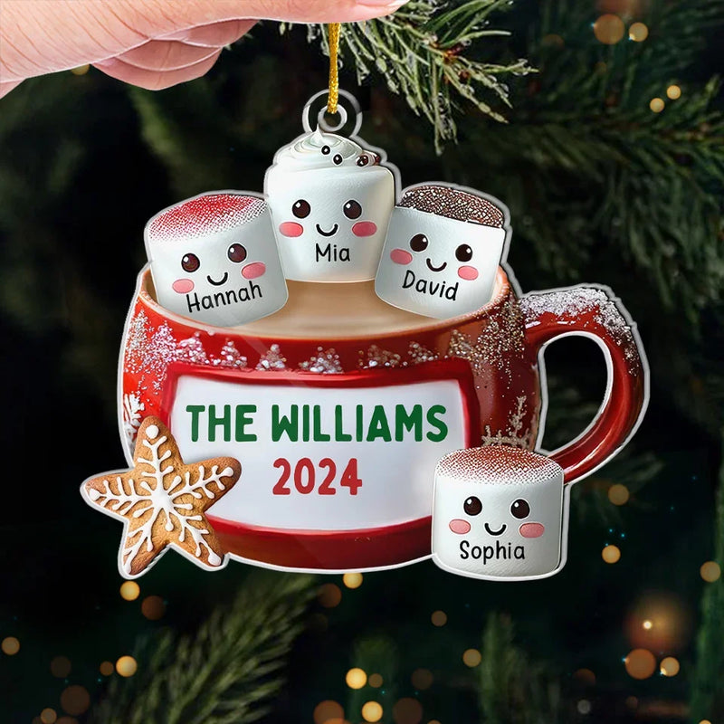 Family Makes Holiday Memories Sweeter - Family Personalized Custom Ornament - Acrylic Custom Shaped - Christmas Gift For Family Members