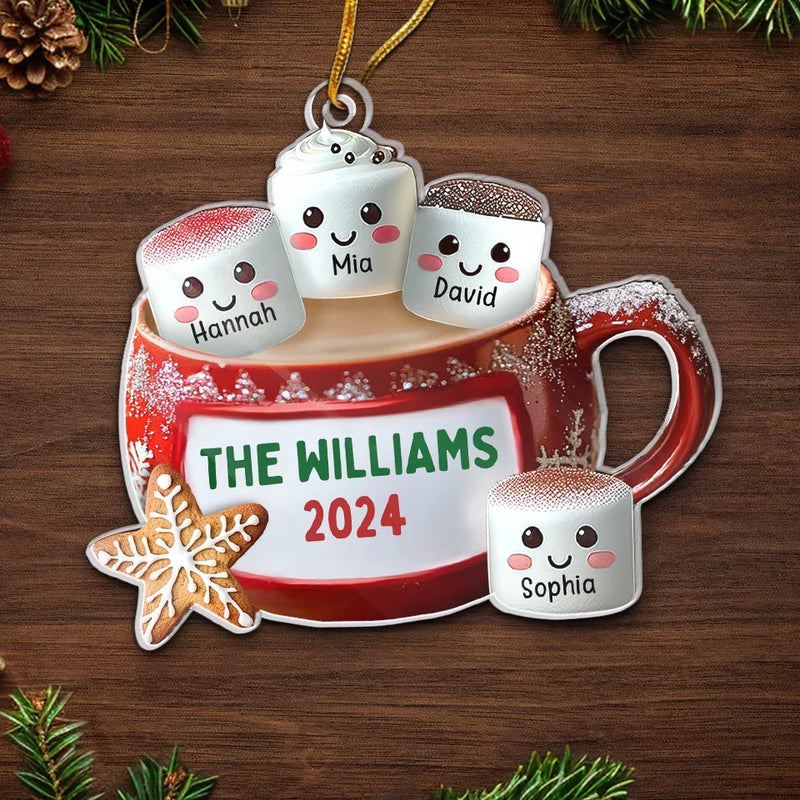 Family Makes Holiday Memories Sweeter - Family Personalized Custom Ornament - Acrylic Custom Shaped - Christmas Gift For Family Members
