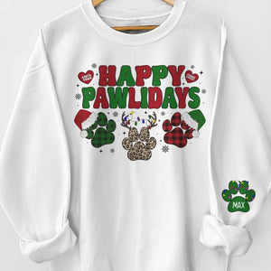 Meowy Catmas - Dog & Cat Personalized Custom Unisex Sweatshirt With Design On Sleeve - Christmas Gift For Pet Owners, Pet Lovers