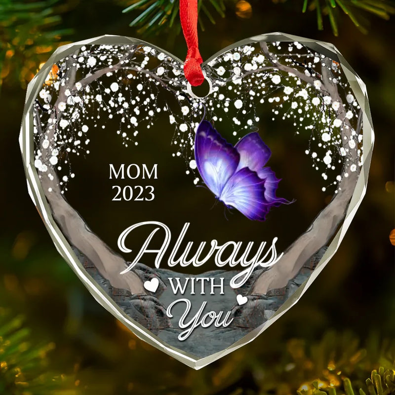 Like A Butterfly, You Are Free To Fly - Memorial Personalized Custom Heart Glass Ornament - Sympathy Gift, Christmas Gift For Family Members