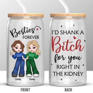 I Love My Crazy Best Friends - Bestie Personalized Custom Glass Cup, Iced Coffee Cup - Christmas Gift For Best Friends, BFF, Sisters