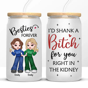 I Love My Crazy Best Friends - Bestie Personalized Custom Glass Cup, Iced Coffee Cup - Christmas Gift For Best Friends, BFF, Sisters