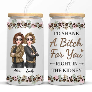 Friends Don’t Let You Do Silly Things Alone - Bestie Personalized Custom Glass Cup, Iced Coffee Cup - Christmas Gift For Best Friends, BFF, Sisters