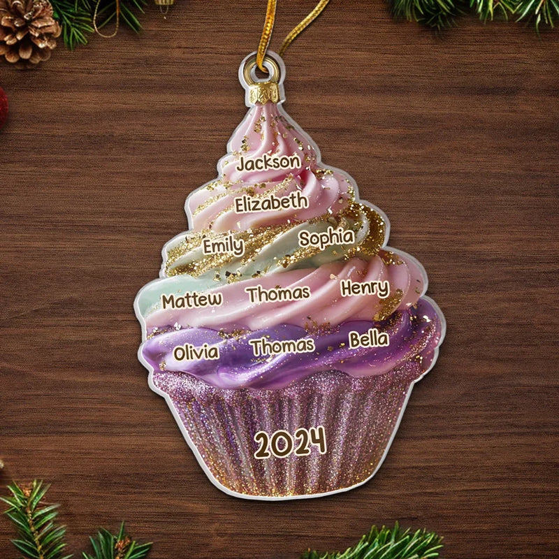 Enjoying Sweet Moments Together - Family Personalized Custom Ornament - Acrylic Custom Shaped - Christmas Gift For Family Members
