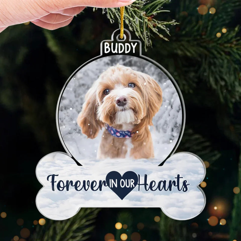 Custom Photo You Left Paw Prints On Our Hearts - Memorial Personalized Custom Ornament - Acrylic Custom Shaped - New Arrival, Sympathy Gift, Christmas Gift For Pet Owners, Pet Lovers AMZ