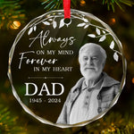 Custom Photo You’re In Our Hearts And Thoughts - Memorial Personalized Custom Circle Glass Ornament - Sympathy Gift, Christmas Gift For Family Members
