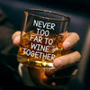 Never Too Far To Wine Together - Bestie  Personalized Custom Whiskey Glass - Gift For Best Friends, BFF, Sisters