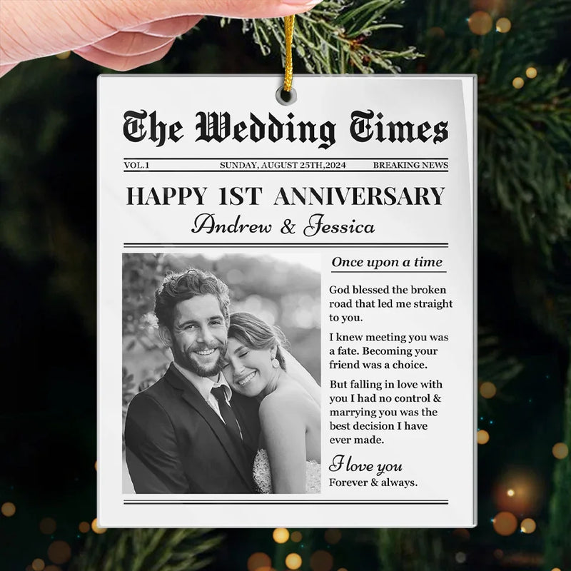 Custom Photo The Wedding Times - Couple Personalized Custom Ornament - Acrylic Custom Shaped - Christmas Gift For Husband Wife, Anniversary, First Christmas